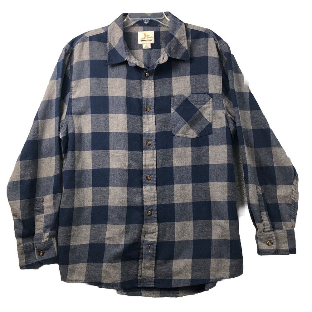 Field & Stream Shirt Mens XL Black Plaid Heavyweight Flannel Chamois Button Up